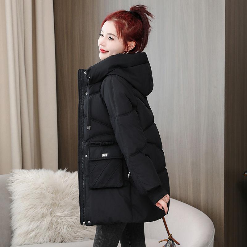 Solid Color Slant Pockets Zip-up Padded Jacket Coat, Casual Long Sleeve Hooded Warm Outerwear for Winter, Women's Clothing