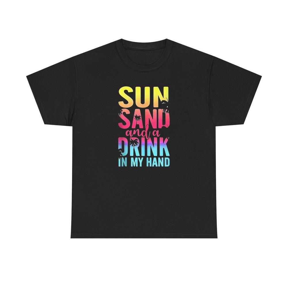 Sun And Sand Drinks Graphic T-Shirt Men's Women's Heavy Cotton Tee NEW GIFT
