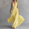 Summer women's clothing, solid color V-neck sleeveless sexy waist and thin dress, new in autumn