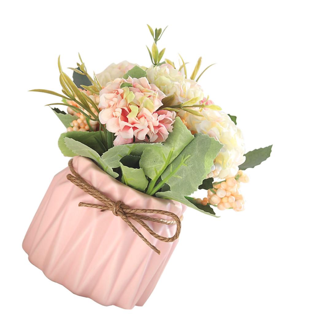 Umělé Falešné Květiny v Květináči Kytice Hortenzie s Vázou pro Dekoraci Jídelního Stolu