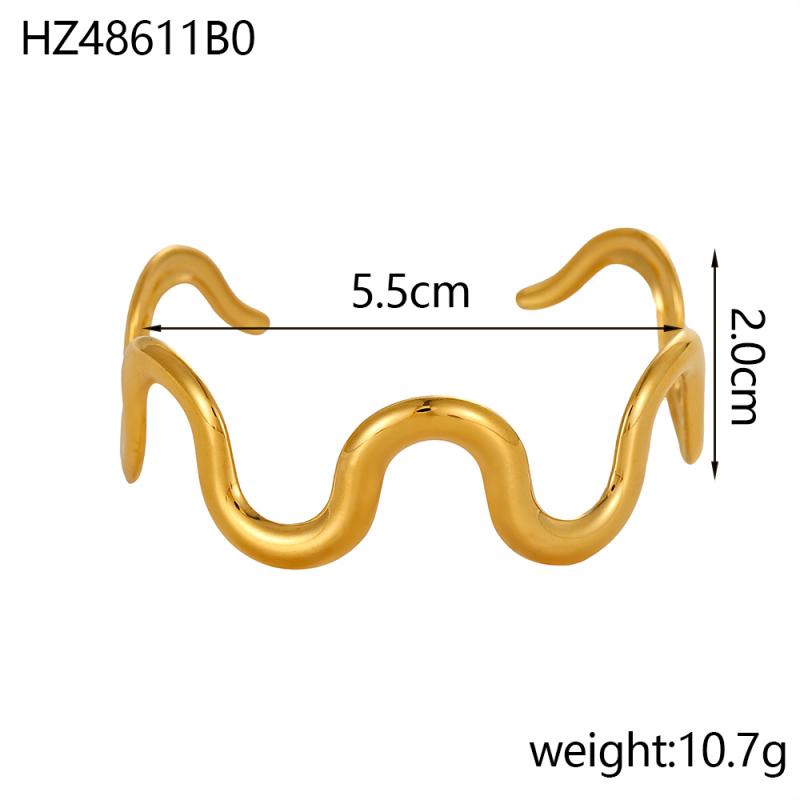 CARLIDANA Chunky Bangle Gold Plated Irregular Jewelry Geometric Stainless Steel Open Cuff Bangle Tarnish Free Waterproof Jewelry