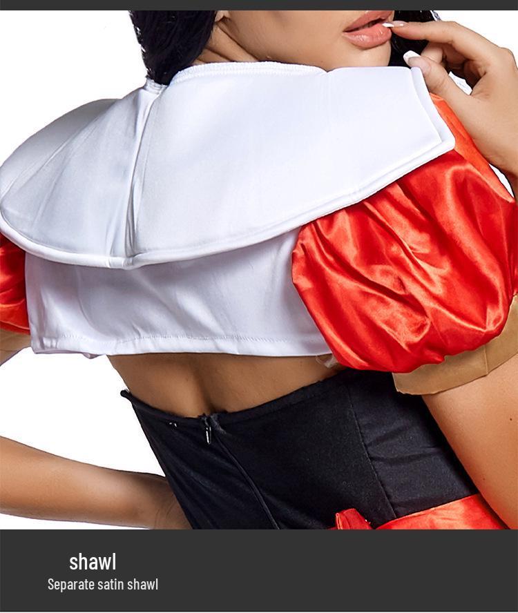 Red Queen Playing Card Costume with Cape and Full Skirt for Halloween and Stage Performance