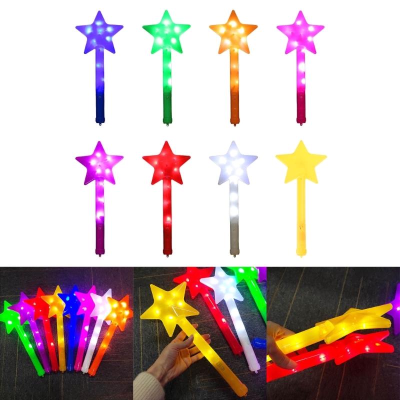 Varinha de Fada Brilhante Estrela de Cinco Pontas Varinha Atacado para Crianças Adultos Brincadeira ao Ar Livre de Verão Festa Suprimento Mercado de Pulgas 10PCS