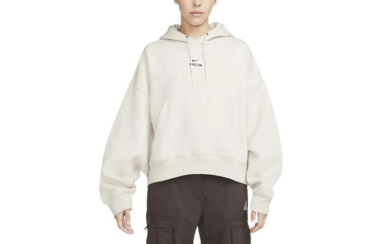 Nike Sweatshirts Women s Ecru Hooded Moderate Regular DQ5807-104 L