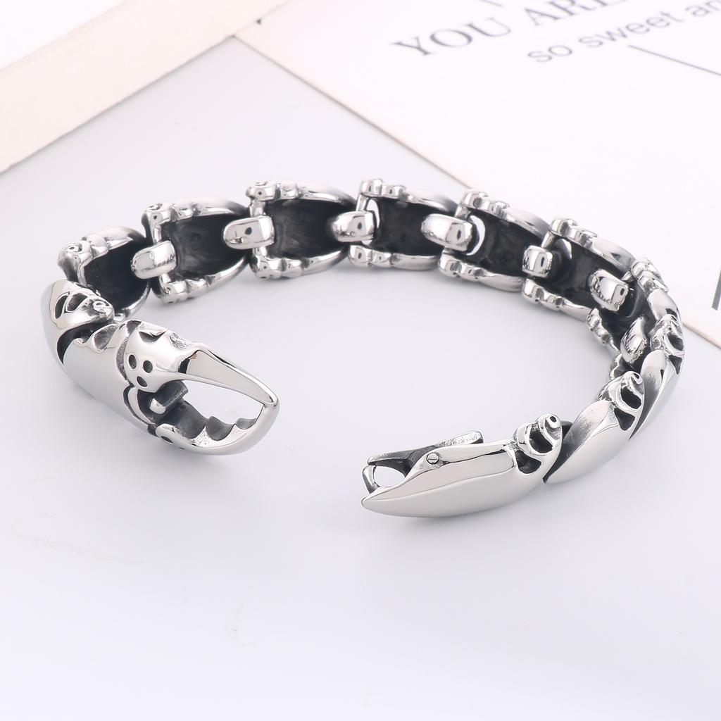 Vintage Heavy Crab Pliers Shaped Bracelet for Men Stainless Steel Men's Bracelets Punk Animal Jewelry Hapiship Boy Gifts