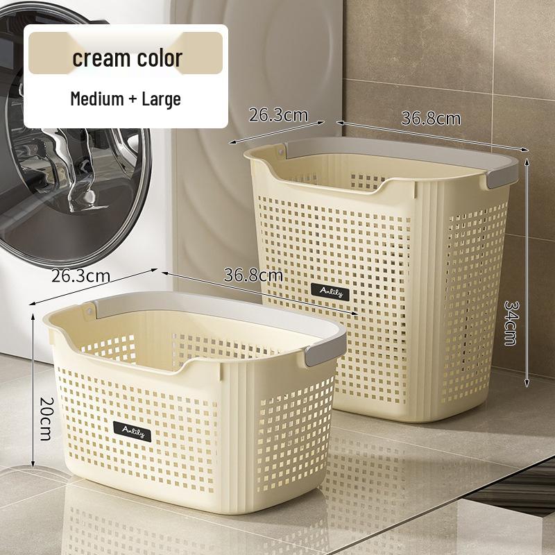 Large Portable Laundry Basket - Breathable, Plastic Storage Bin for Dirty Clothes In Bathroom or Dormitory