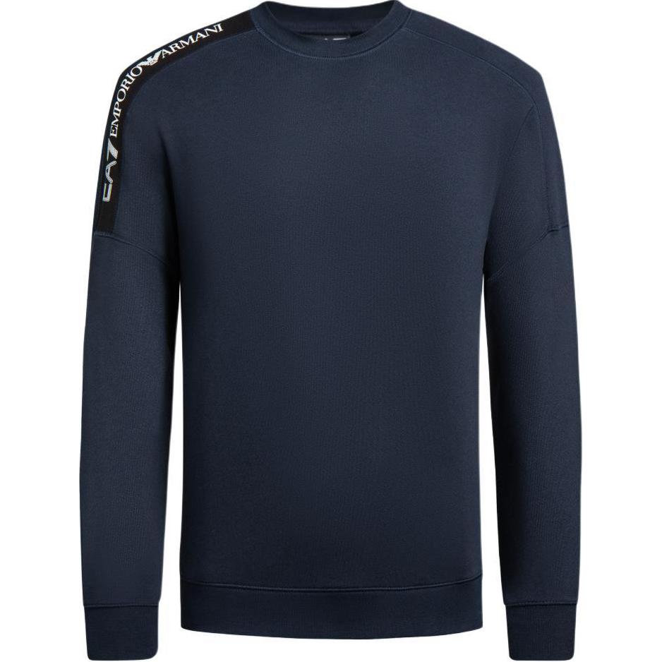 Emporio Armani FW24 EA7 Series Solid Color Logo Letter Print Crew Neck Long Sleeve Sweatshirt Men sweatshirt Dark-Blue 6DPM11-PJOGZ-1562 S