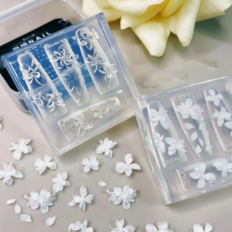 3D Silicone Flower Nail Mold DIY Nail Art Transparent Flexible Flower Template Reusable Decoration for Salon Home Manicure