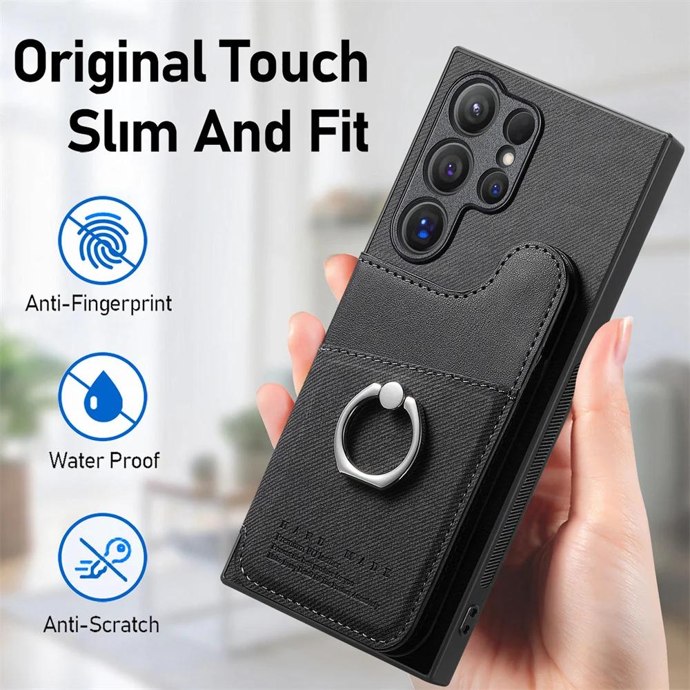 Magnetische Handyhülle mit RFID-Schutz für Samsung S25 S24 Ultra S22 Plus S23 FE A16 A26 A36 A56 A55 5G Brieftasche mit Kartenhalter Abdeckung