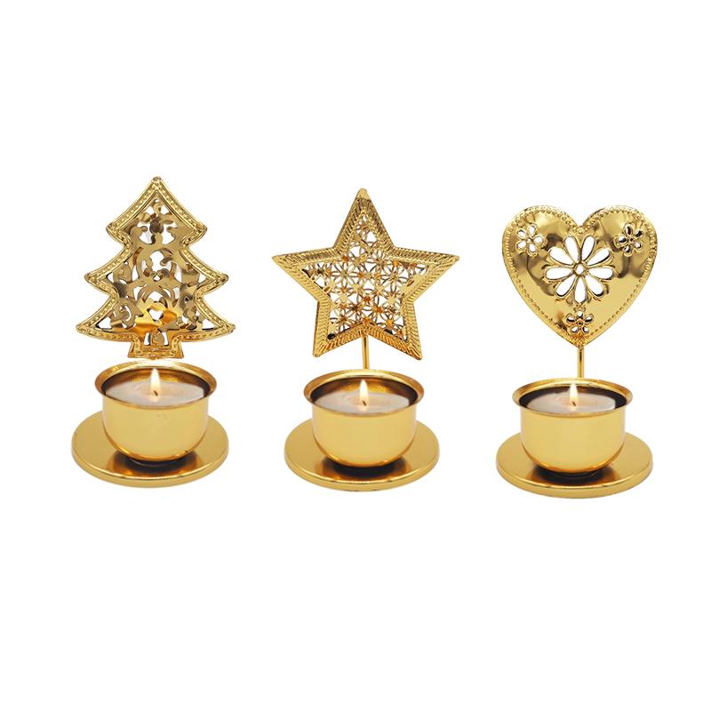 Christmas Hollow Design Christmas Decoration Christmas Tree Shape Elegant Candlestick Decorative Accessories 3 Styles