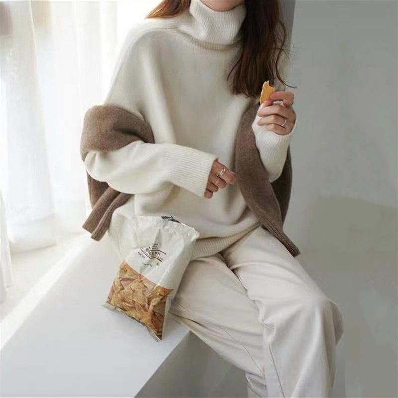 Women's High-End Solid Color Knit Turtleneck Sweater - Autumn/Winter Casual Slim Fit Top.
