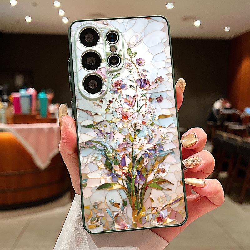 Ölgemälde Blumenmuster Magnetische Hülle Für Samsung S26 Ultra S25 Edge S24 FE S23 S22 Plus A54 A15 A35 A55 A16 A36 A56 A17 A37 A57 5G Mattes Cover