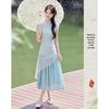 Elegantes neues Midi-Kleid im chinesischen Stil mit kurzen Ärmeln