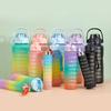 3pcs/Set Sports Water Bottle Portable Gradient Color Plastic Cup Large Capacity Straw Cup Outdoor Travel Gym Fitness Jugs