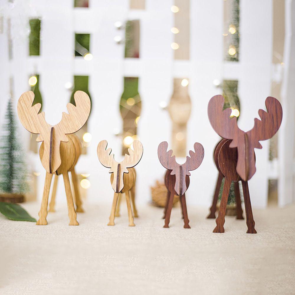 Puzzle Craft Christmas Decoration Party Decor Xmas Tree Deer Ornaments Wooden Elk Hanging Pendants