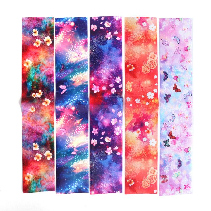 Folii pentru unghii Autocolante de transfer Decalcomanii Floare holografică Nail Art Starry Paper DIY