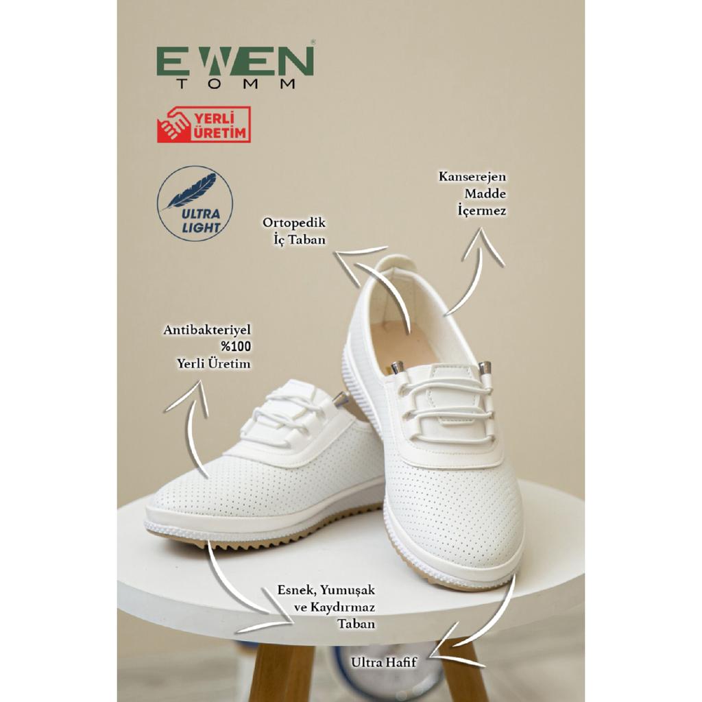 Orthopädische Ballerina-Schuhe aus weicher Haut für Damen mit perforiertem Kordelzug