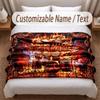 Music Drums Theme Soft Blanket Personalized Custom Name Text Print Warm Blanket Home Sofa Bedroom Decor