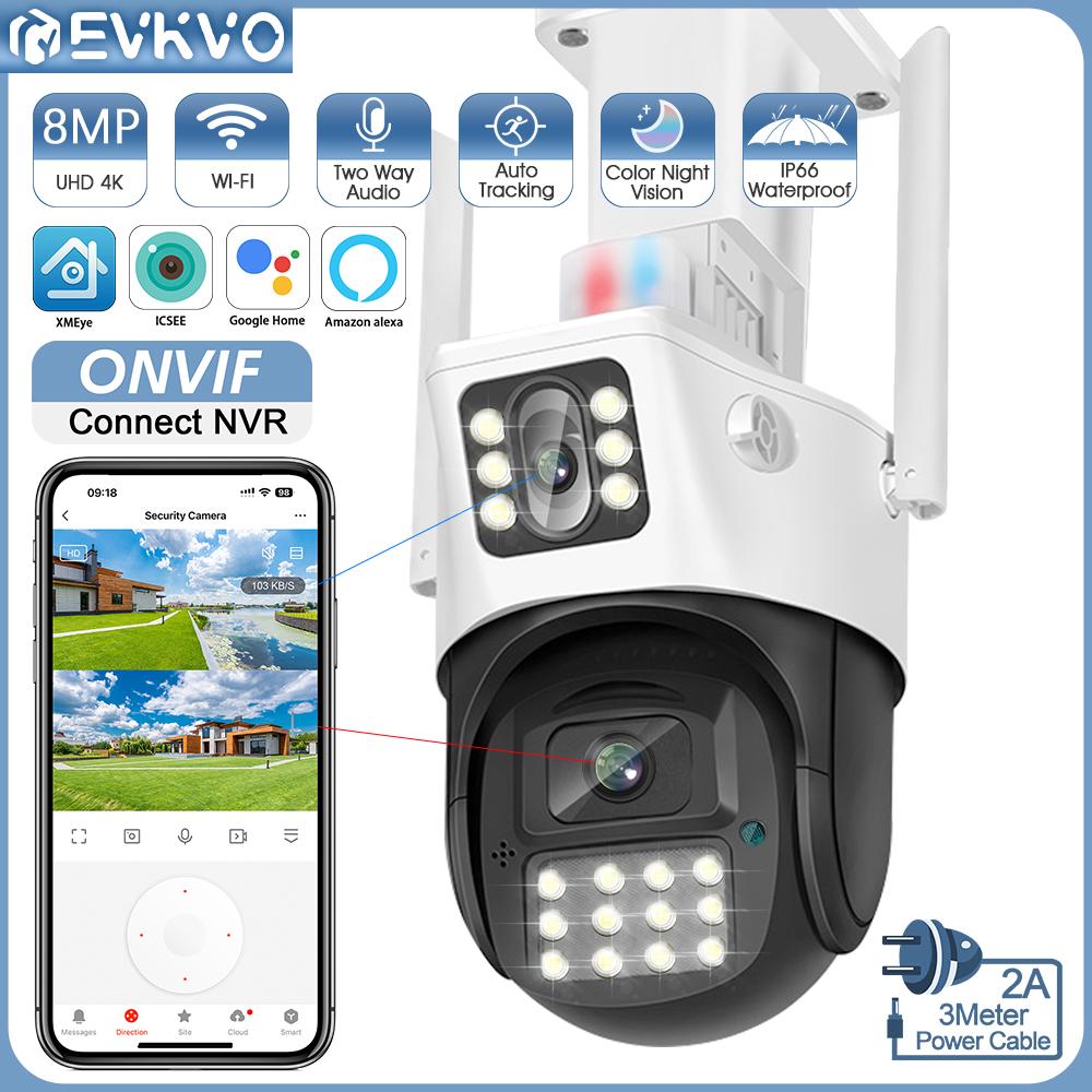 

ICSEE 8MP 4K двойной объектив PTZ-наблюдение Wi-Fi IP-камера с отслеживанием движения AI Обнаружение людей Шнур питания 3M NVR Наружная водонепроницаемая камера видеонаблюдения