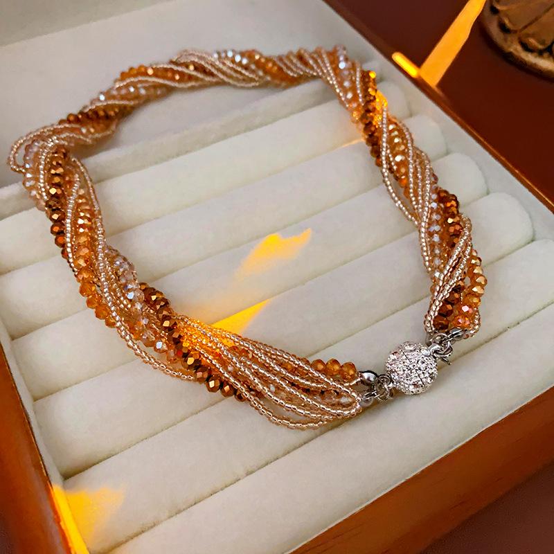 Korean Diamond-Studded Crystal Multi-Layer Wrap-Around Bracelet - Light Luxury Exquisite Bangle with a High-End Elegant Touch.