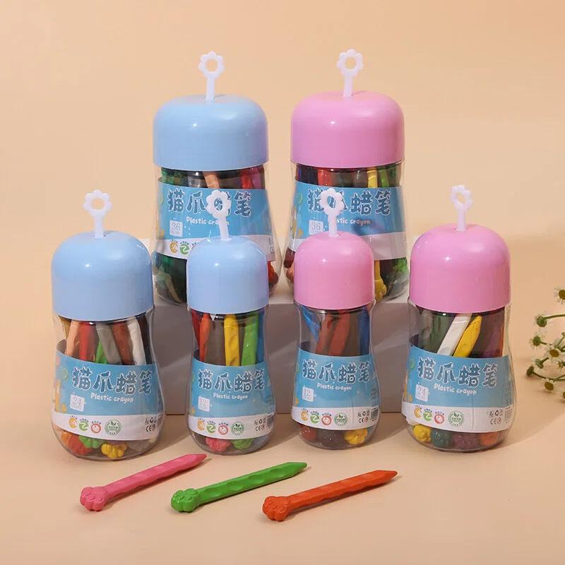Waschbare Buntstifte für Kinder Dreieckig Katzenpfoten-Design 12 24 36 Farbenset Ungiftig für Vorschul-Bastelbedarf Malen