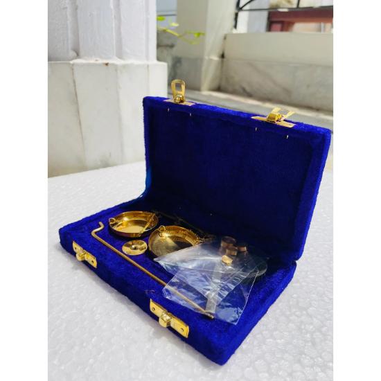 Antique Finish Brass Jewelry Balance Scale with Velvet Box - Goldsmith's Weight Balance.