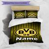 3pcs Duvet Cover Set (1*Duvet Cover + 2*Pillowcase, Without Core), Custom Name Borussia Dortmund Pattern Bedding Set, Home Bedroom Decor Gift