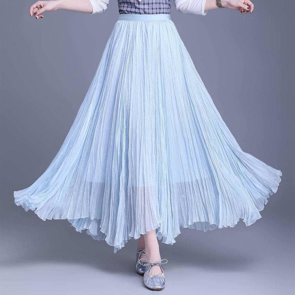 Elegant Mesh Draped Midi Skirt - Spring 2026 Collection: Irregular Hem & Pleated Design
