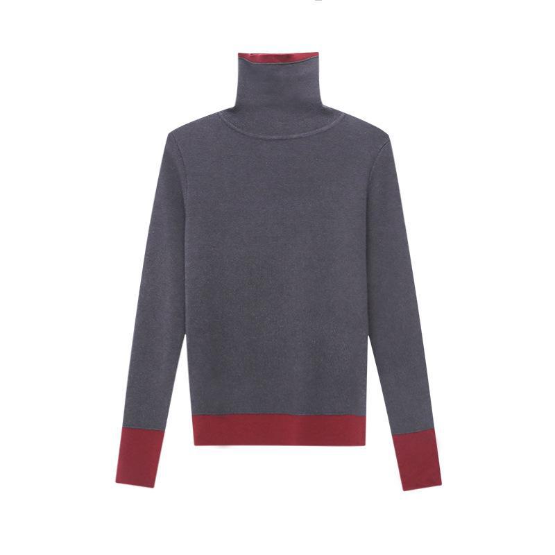 Sinan Contrast High Collar Slim Fit Knit Sweater SN6812