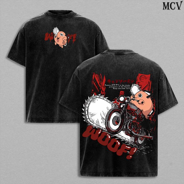 Chainsaw Man Anime Washed Oversized T-Shirt Men Women Streetwear Y2k Short Sleeve Cotton Comfortable High Quality Female Male Clothing