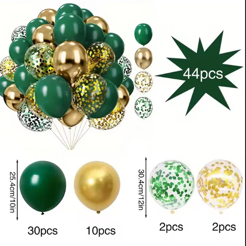 44 Piece Mixed Color Green Balloon Set, Suitable for Birthdays, Weddings, Parties, Graduation Ceremonies