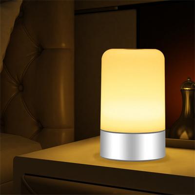 Lampe de Table Tactile Lampe de Chevet à Changement de Couleur RVB & Dimmable Lumière Blanche Chaude Veilleuse pour Chambres, Salons et Bureau