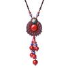 Ethnic Style Pure Handmade Sweater Chain Long Accessories Red Pendant Antique Versatile Wholesale Jewelry Necklace Hanging Women's Jewelry