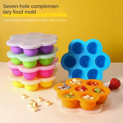 130g Silikon-Beikostbox 7-Loch mit Deckel Kinder-Snack Frischhaltebox Eisgitter Heißluftfritteuse Eierdämpfer