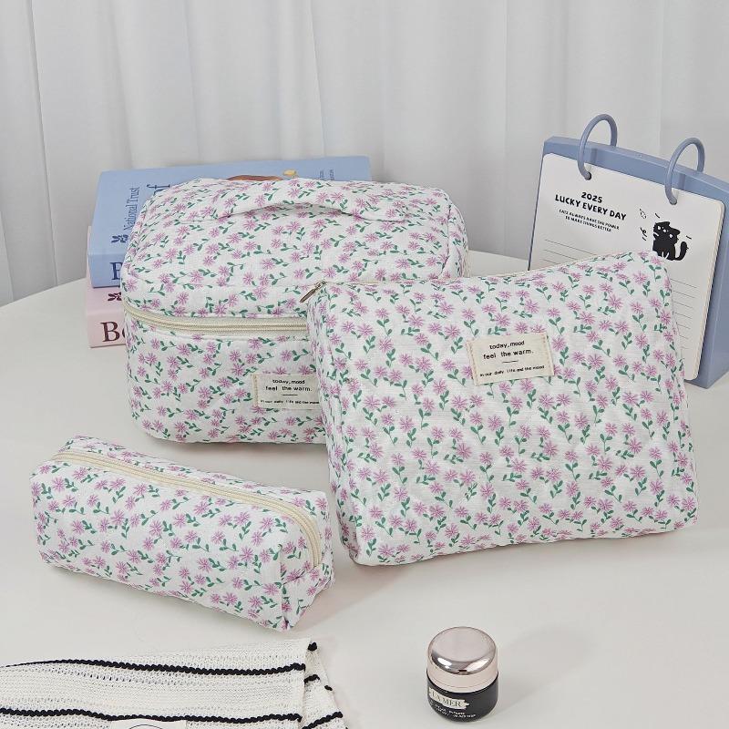 Vintage Large Capacity Cosmetic Bag Portable Travel Storage Bag Handheld Makeup Pouch for Toiletries Cosmetics Organizer Outdoor Daily Use