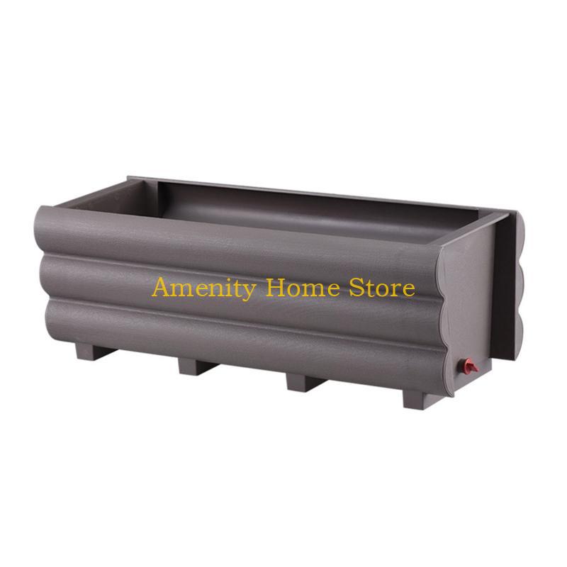 

F26C Rectangle Flower Pot Succulent Planter Imitation Wood Garden Box for Cactus Plants Herbs Flowers Indoor Outdoor Decoration серый