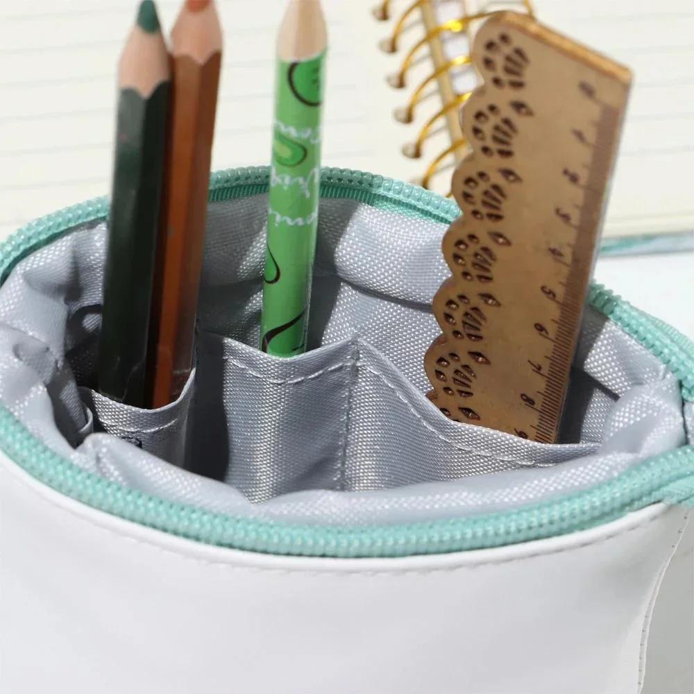 1 Pièce Trousse à Crayon Rétractable École Bureau Papeterie Sac de Rangement Couleur Unie Simple Porte-Stylo Fournitures Sacs Cadeaux Enfant