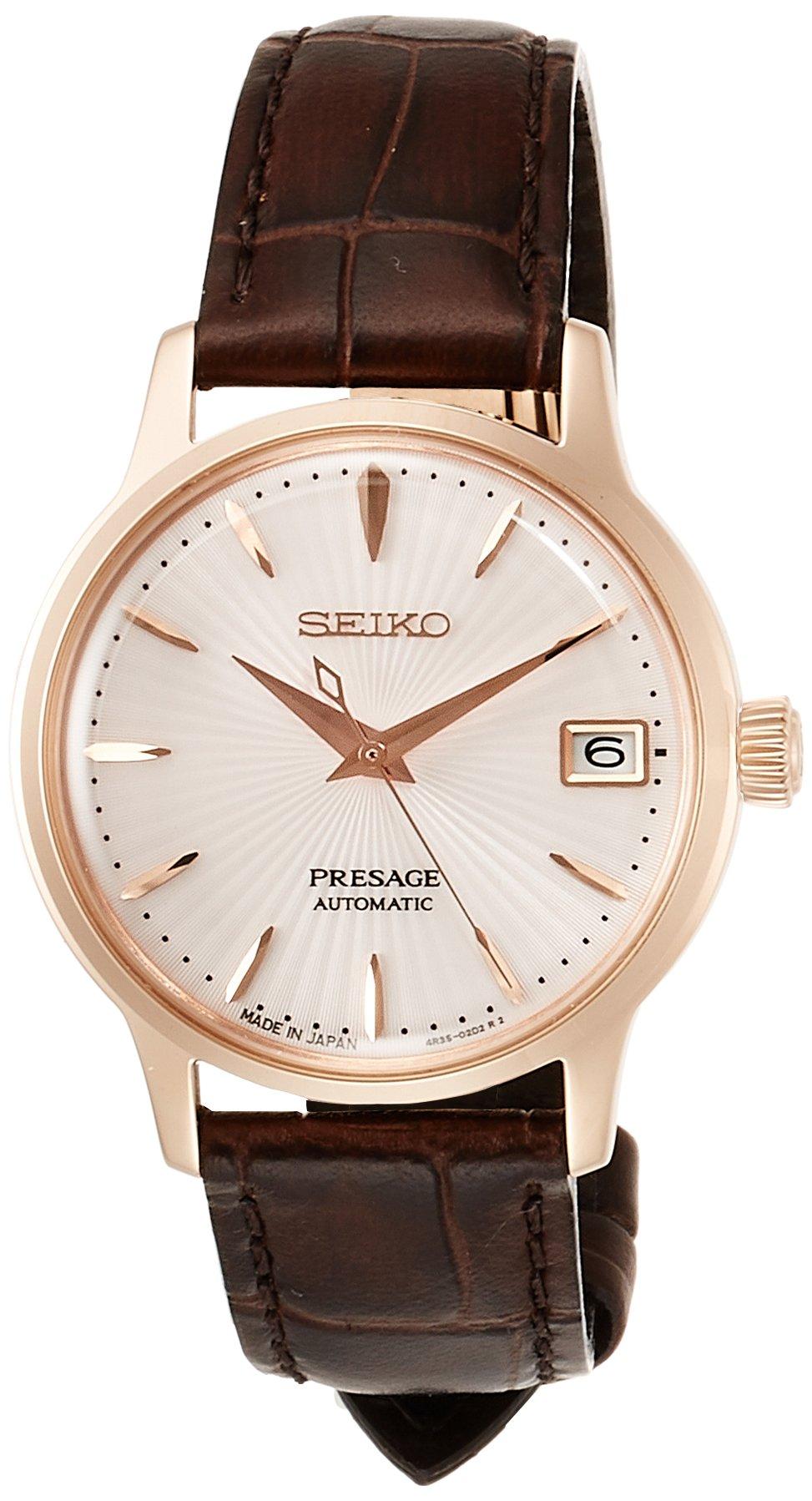 

[Seiko Watch] Механічний блідо-рожевий циферблат Presage, прозора гвинтова задня панель SRRY028, жіночий, коричневий