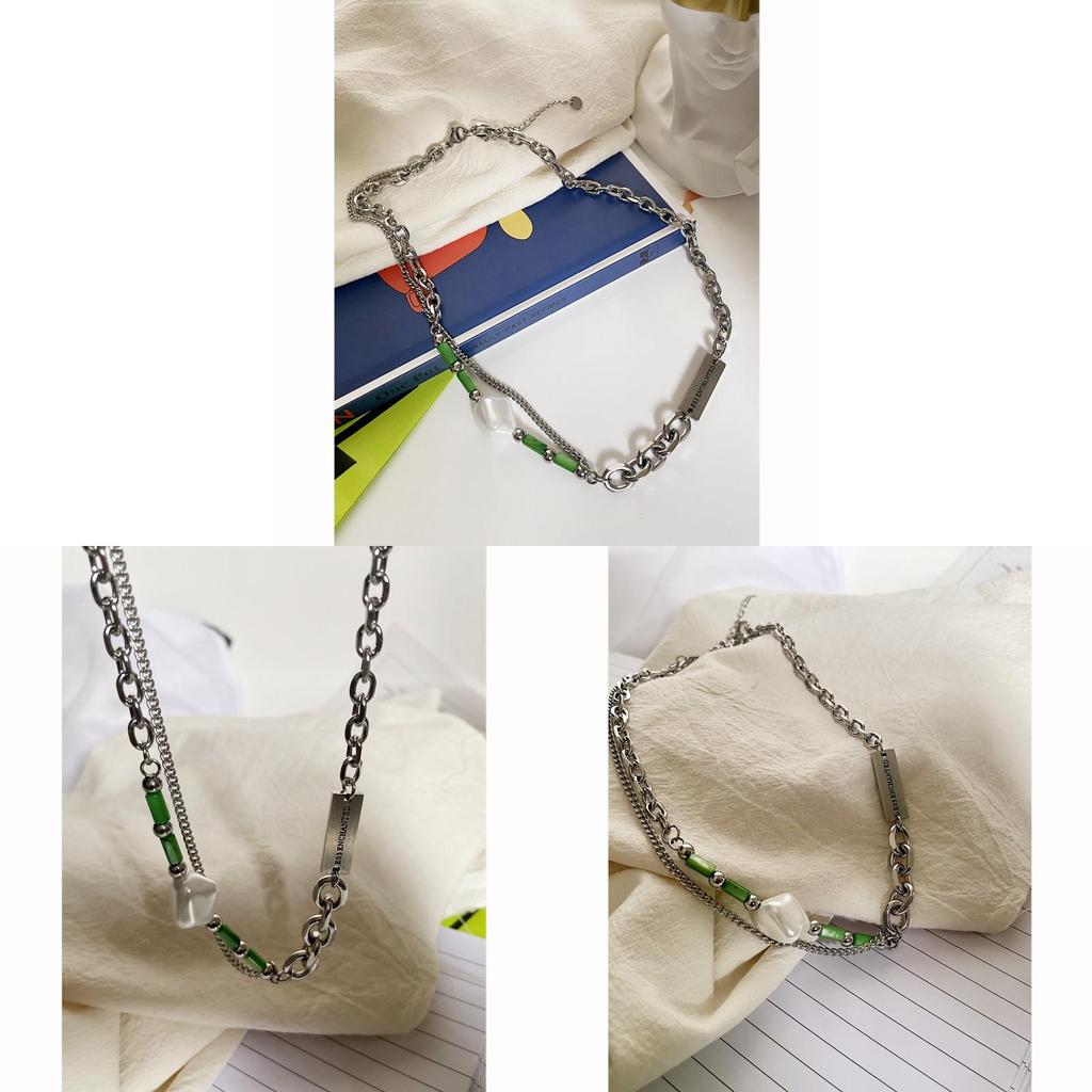 Retro Geometric Stainless Steel Necklace With Multilayer Design For Men And Women