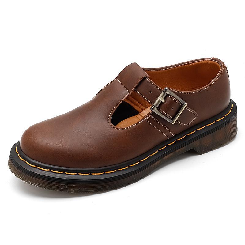 Low-top small leather shoes women's leather Crazy Horse brown large size short boots round head men's and women's casual tooling shoes