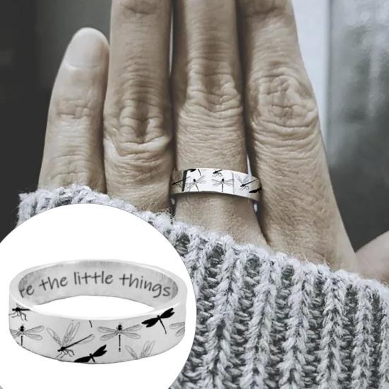 Yousheng Lady Finger Ring Exquisite Vintage Simple Dragonfly Print Knuckle Ring for Gift