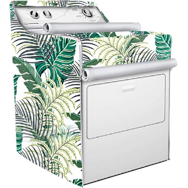 Washer/Dryer Cover,Fit for Outdoor Top Load and Front Load Machine,Zipper Design for Easy Use,Waterproof Dustproof Moderately Green leaf