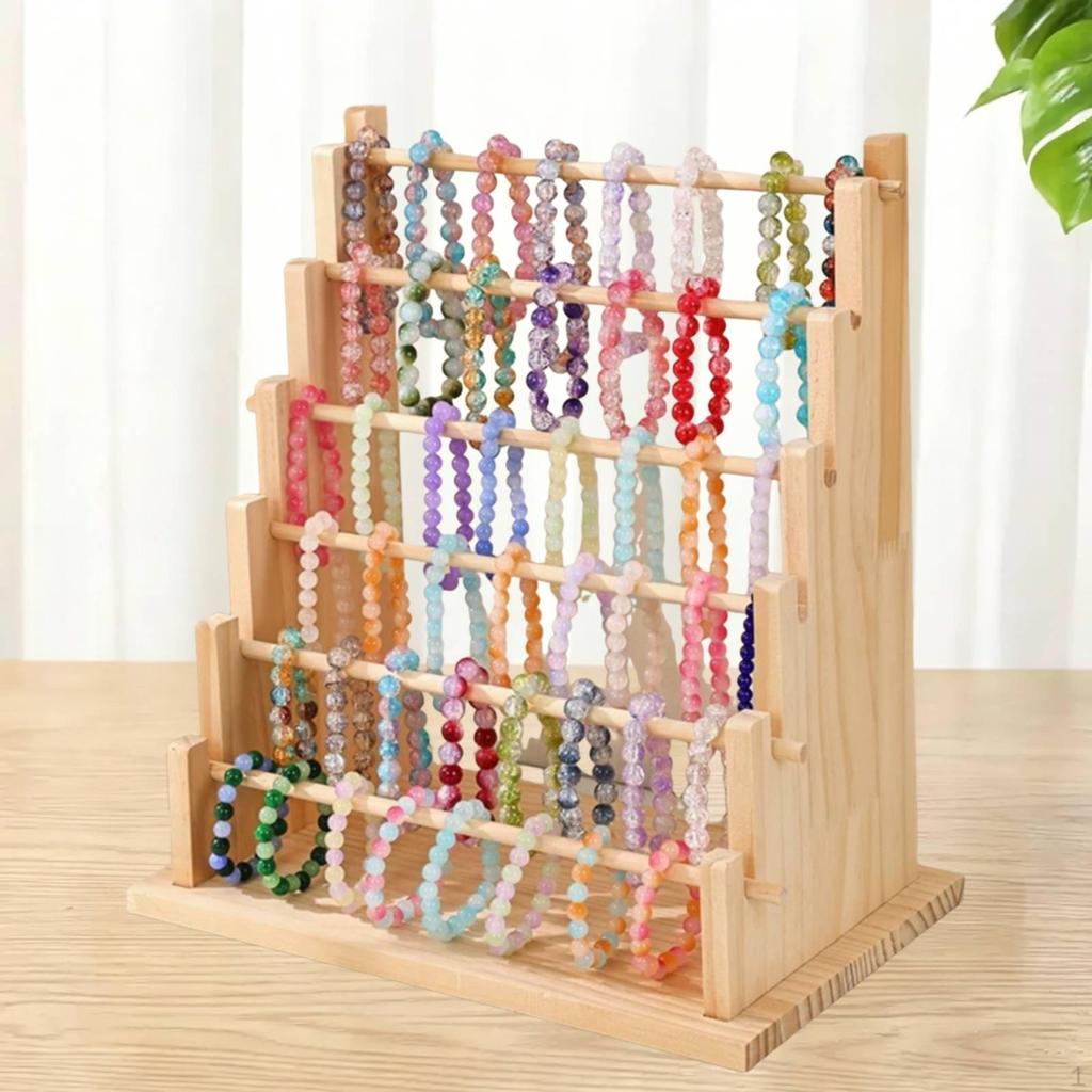 Jewelry Display Stand Photo Props Easy Disassembly Wooden for Showcase Woman 2 Layer