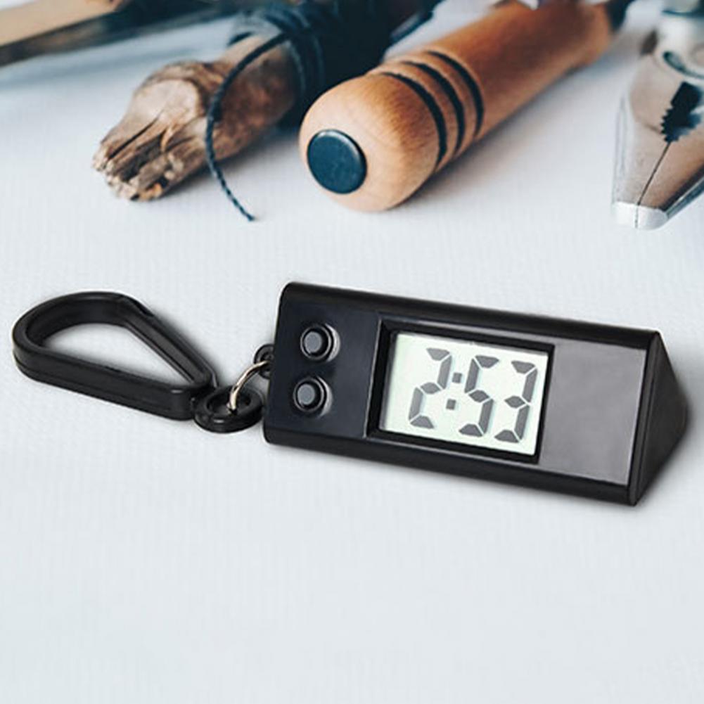 

Student Electronic Clock Silent LCD Digital Display Triangle Desktop Clock Keychain for Exam Table Time Display Hanging Keychain
