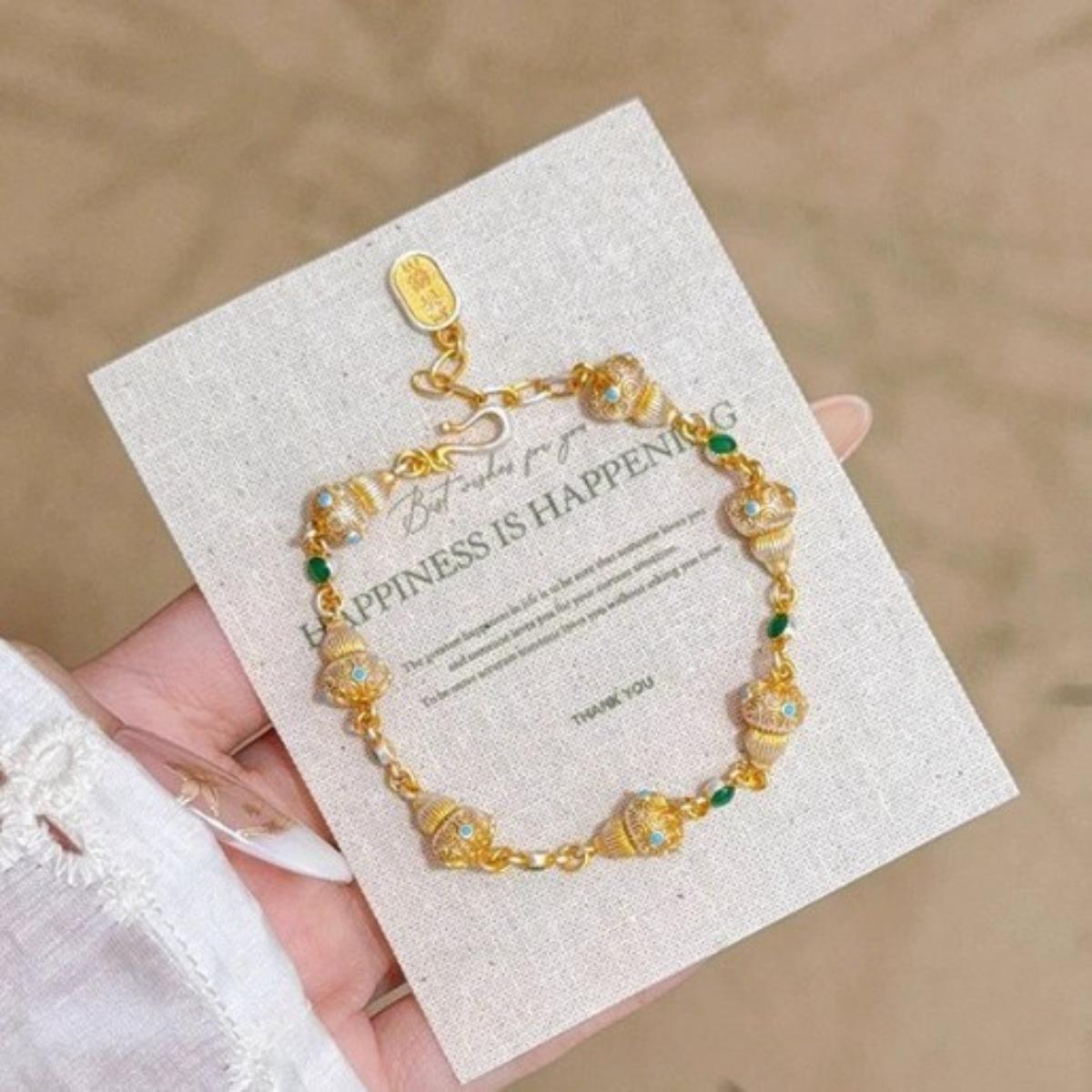 Желтое золото эмаль разноцветная тыква Фу бренд браслет женский изысканный и продвинутый стиль изысканный и красивый универсальное ювелирное изделие подарок