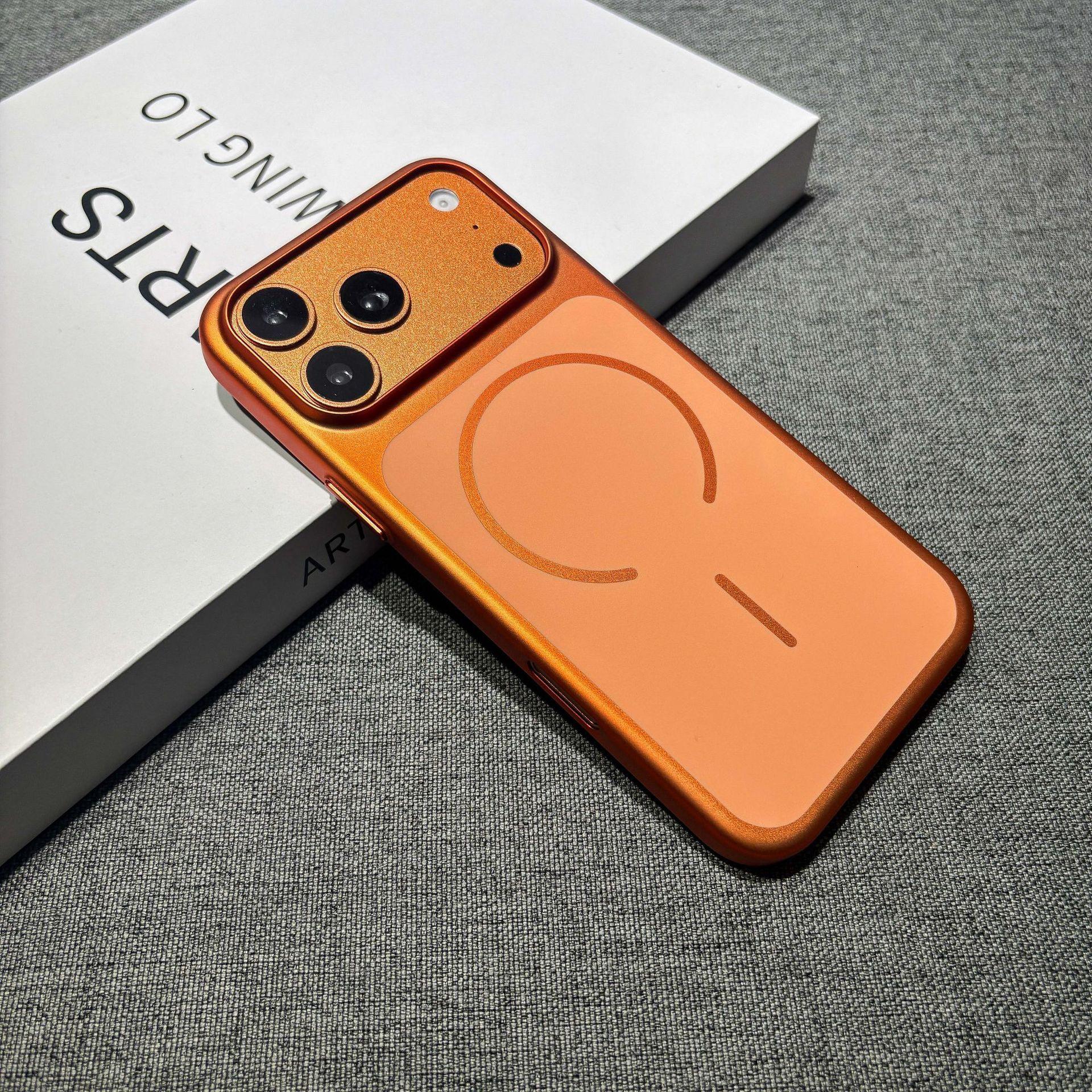

Compatible with Apple 16 Pro Max: Soft Touch Magnetic Solid Color Phone Case - Fits iPhone 17/15/14 17 Air помаранчевий