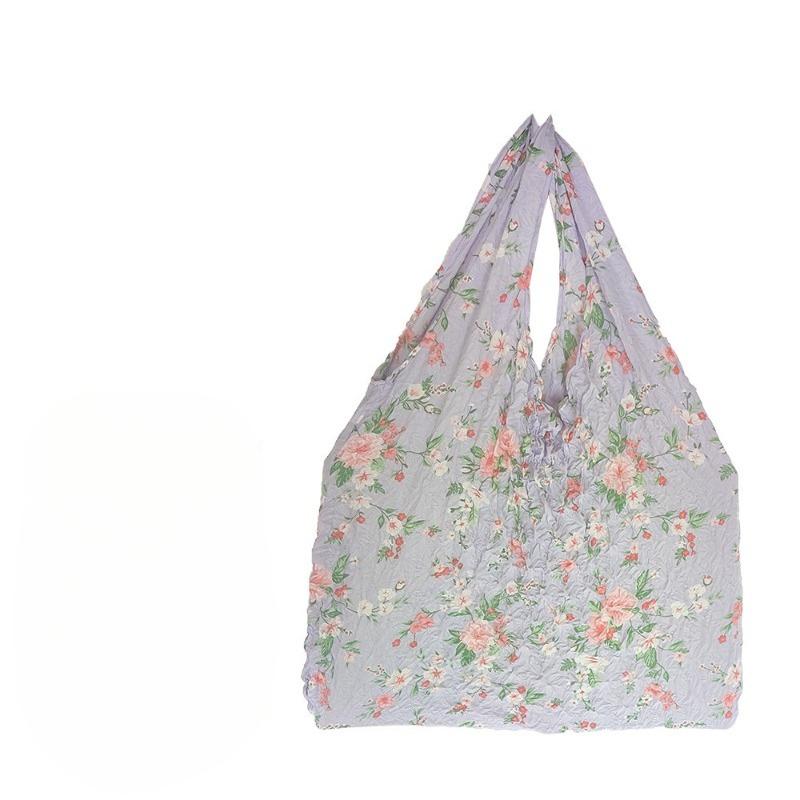 Magic Stretch Bubble Pleated Tote Bag Reusable Washable Multifunctional Shopping Bag for Travel Daily Use
