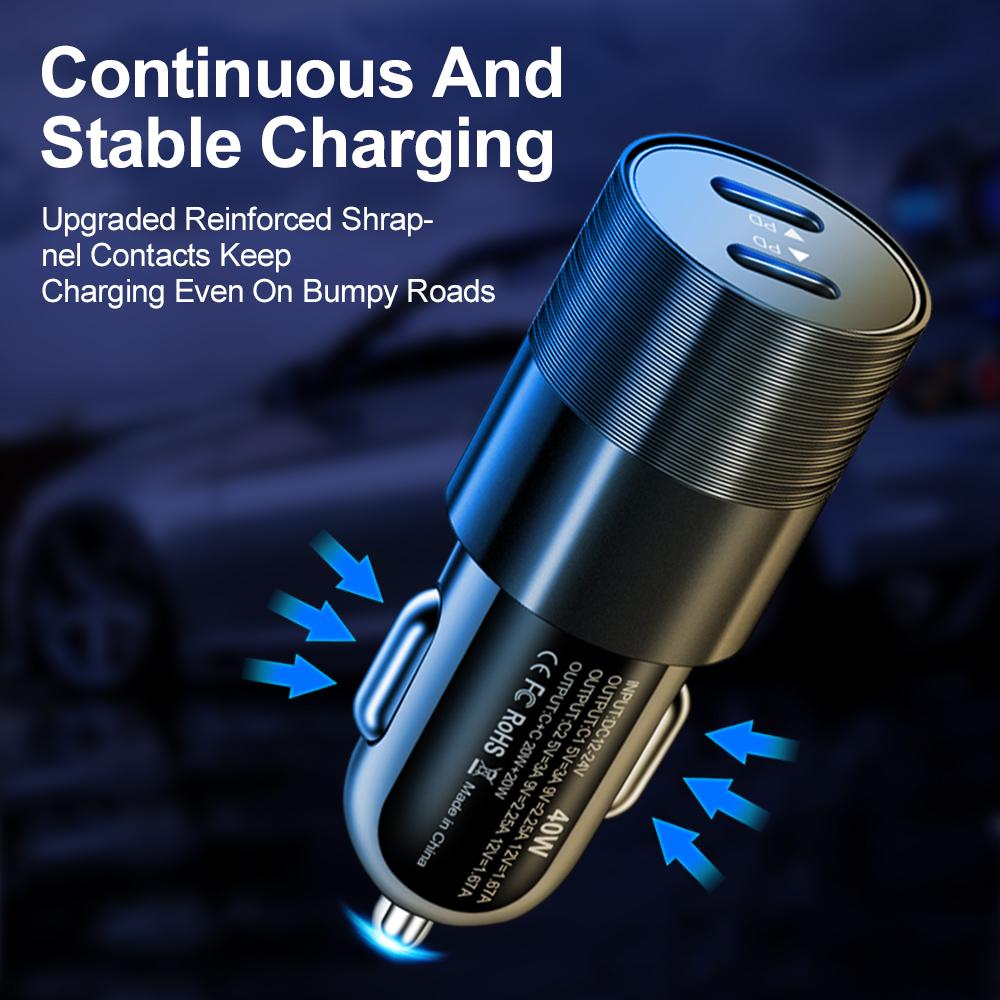 PD 40W USB Car Charger Quick Charge 3.0 Type C Fast Charging Car Adapters for IPhone Xiaomi Samsung Mobile Phone Charger In Car