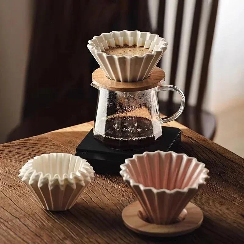 Ceramic Coffee Dripper Pour Over Coffee Maker Set with Glass Share Pot American Style Brewing Kit for Home Cafe Accessories