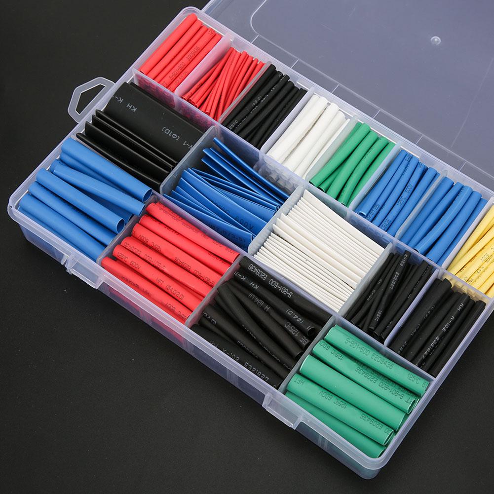670pcs Mixed Colored Heat Shrink Tubing Wrap Cable Sleeve Shrinkable Tube